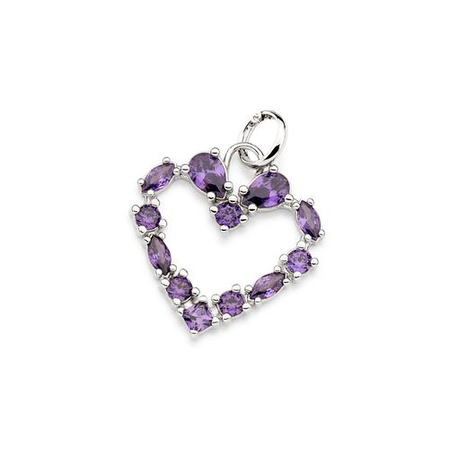 PLATINUM STUDDED HEART PENDANT IN PURPLE