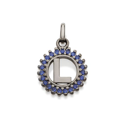 BLACK RHODIUM PENDANT WITH ZIRCONIA-LETTER L