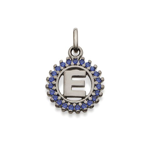 BLACK RHODIUM PENDANT WITH ZIRCONIA-LETTER E