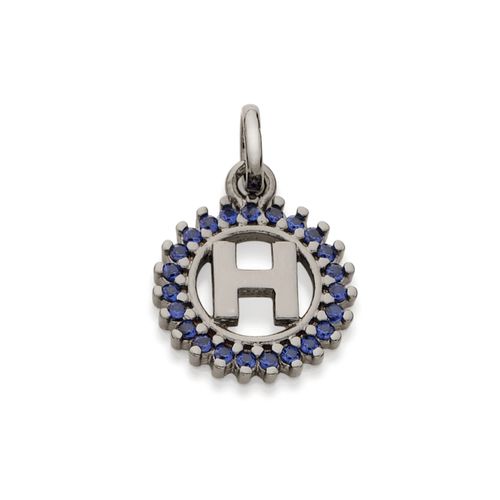 BLACK RHODIUM PENDANT WITH ZIRCONIA-LETTER H