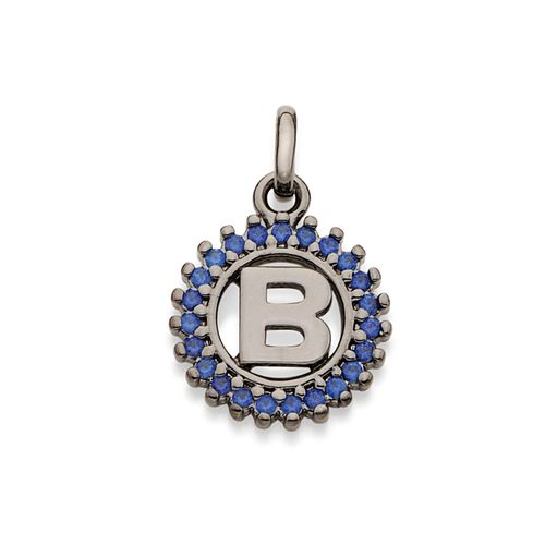 BLACK RHODIUM PENDANT WITH ZIRCONIA-LETTER B