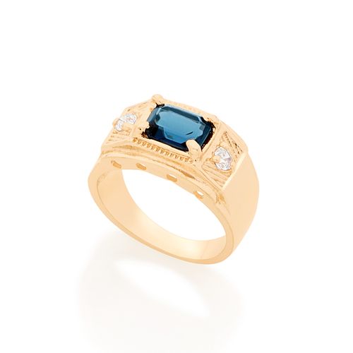 GOLD RING WITH CRYSTAL AND ZIRCONIA