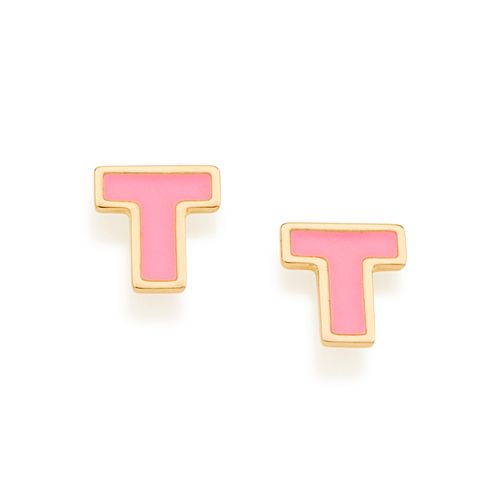 GOLD KID'S EARRING-LETTER T