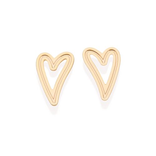 GOLD HOLLOW HEART STUD EARRINGS