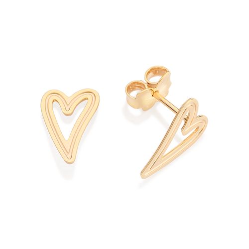 GOLD HOLLOW HEART STUD EARRINGS