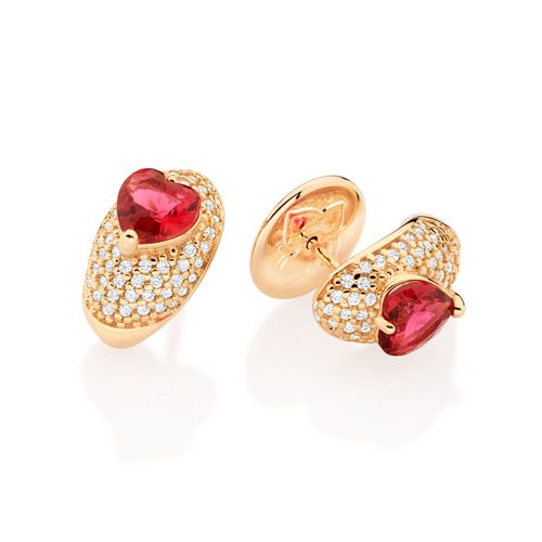 GOLD RED LOVE EARRINGS