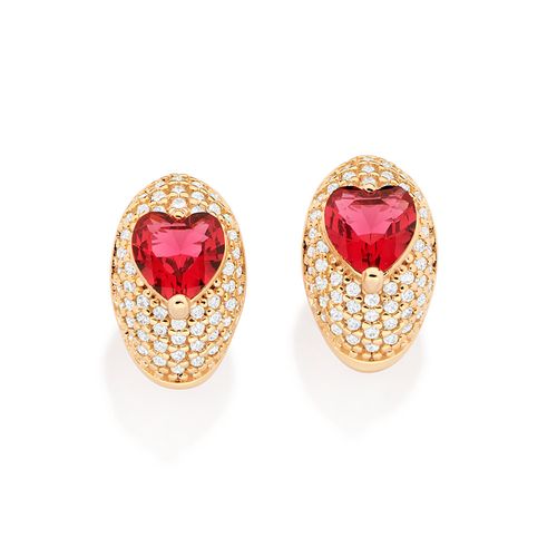 GOLD RED LOVE EARRINGS