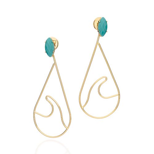 GOLD TURQUOISE DANGLY EARRINGS