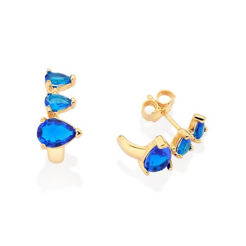 GOLD BLUE SEA HUGGIE EARRINGS