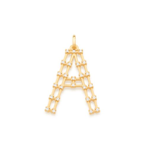 GOLD STUDDED LETTER PENDANT -LETTER A