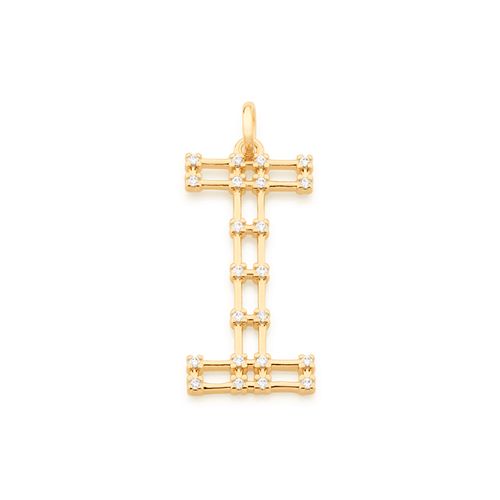 GOLD STUDDED LETTER PENDANT -LETTER I