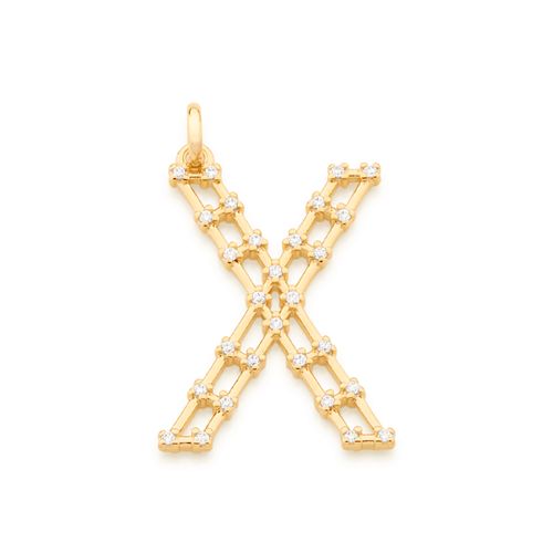 GOLD STUDDED LETTER PENDANT -LETTER X