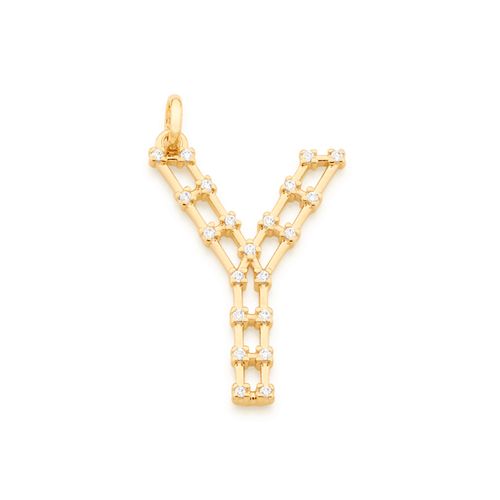 GOLD STUDDED LETTER PENDANT -LETTER Y