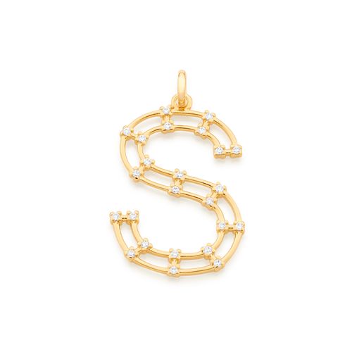 GOLD STUDDED LETTER PENDANT -LETTER S