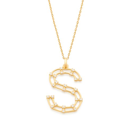 GOLD STUDDED LETTER PENDANT -LETTER S