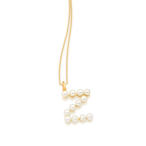 GOLD PEARL LETTER PENDANT -LETTER Z