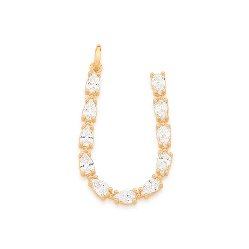 GOLD PENDANT WITH ZIRCONIA-LETTER U