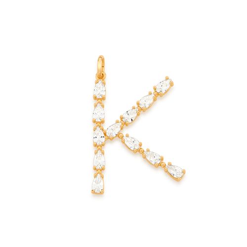 GOLD PENDANT WITH ZIRCONIA-LETTER K