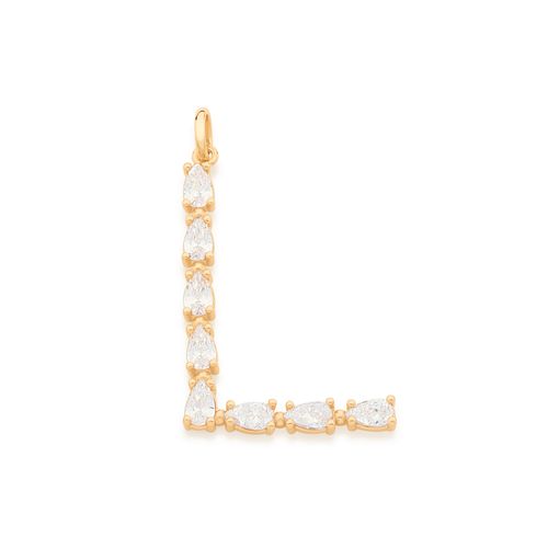 GOLD PENDANT WITH ZIRCONIA-LETTER L