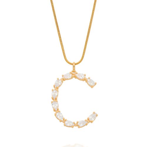 GOLD PENDANT WITH ZIRCONIA-LETTER C