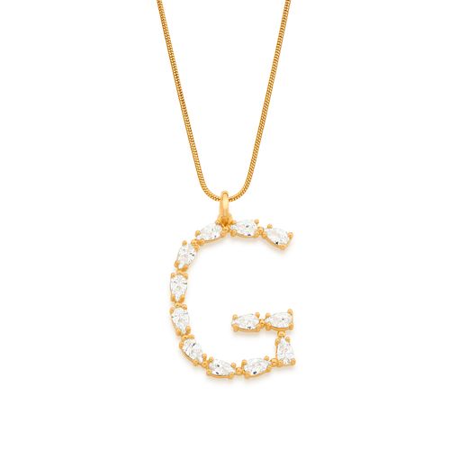 GOLD PENDANT WITH ZIRCONIA-LETTER G