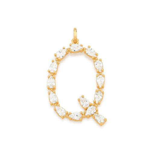 GOLD PENDANT WITH ZIRCONIA-LETTER Q