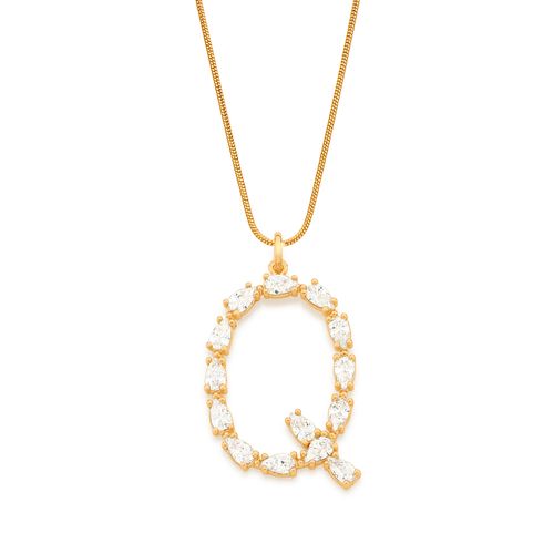 GOLD PENDANT WITH ZIRCONIA-LETTER Q