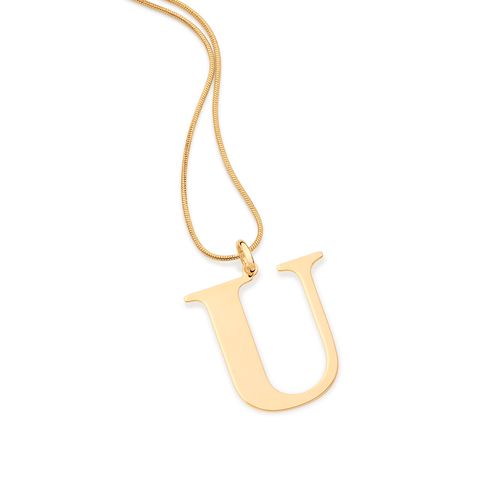 GOLD MODERN MAXI LETTER PENDANT -LETTER U