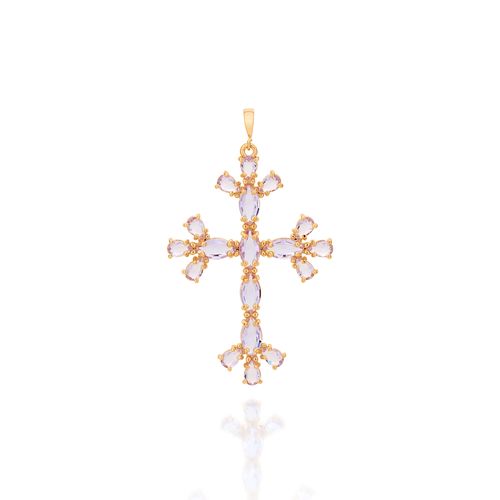 GOLD STUDDED CROSS IN LILAC