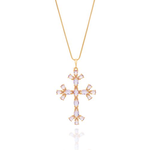 GOLD STUDDED CROSS IN LILAC