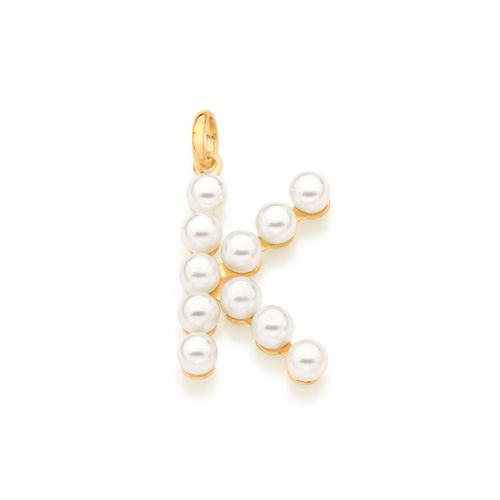 GOLD PEARL LETTER PENDANT -LETTER K