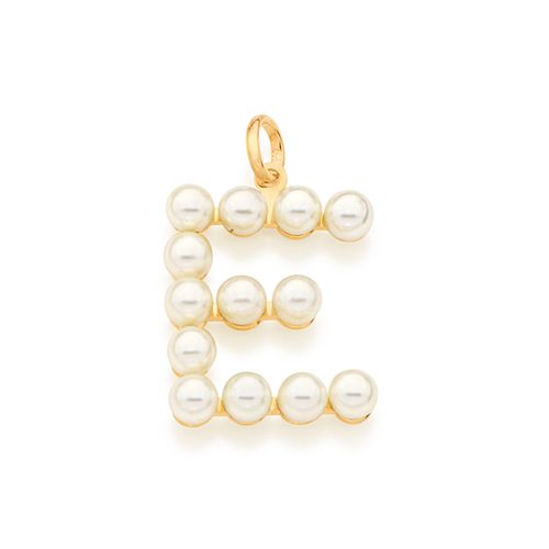 GOLD PEARL LETTER PENDANT -LETTER E