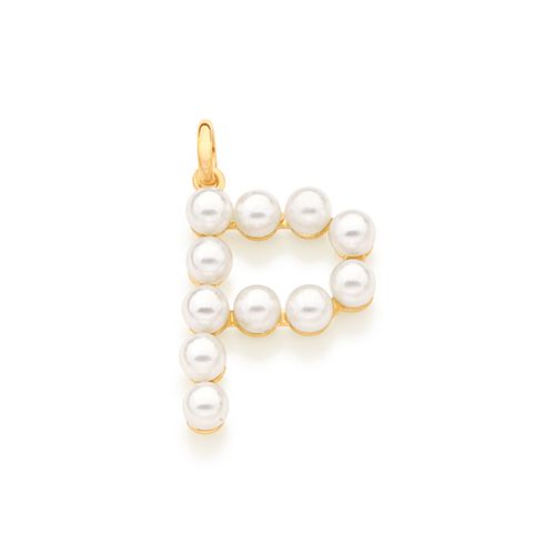 GOLD PEARL LETTER PENDANT -LETTER P