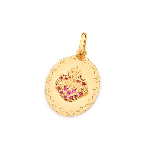 GOLD HOLY HEART OF MARY PENDANT