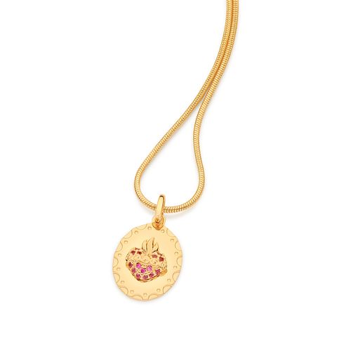 GOLD HOLY HEART OF MARY PENDANT