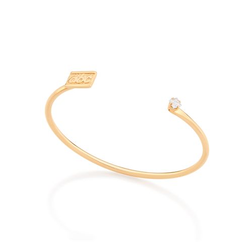 GOLD KID'S ABC CUFF BRACELET-WHITE