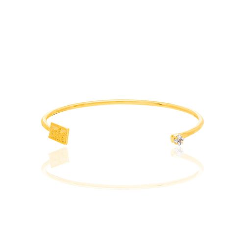 GOLD KID'S ABC CUFF BRACELET-WHITE