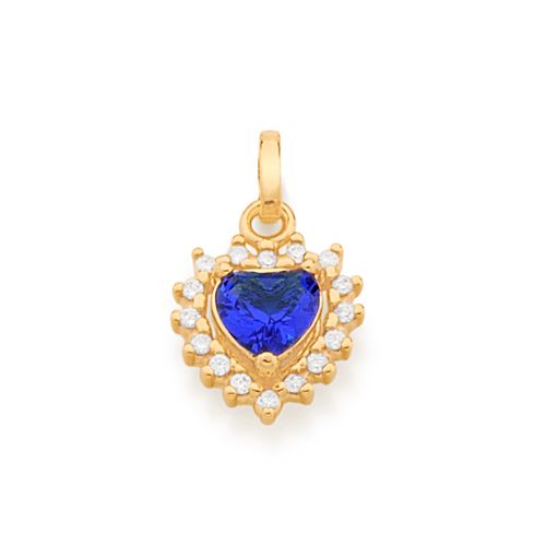 GOLD ROYAL HEART PENDANT IN BLUE