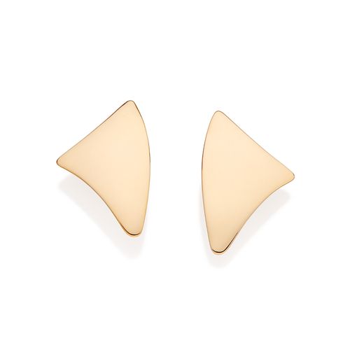 GOLD TRIANGLE BUTTON EARRINGS