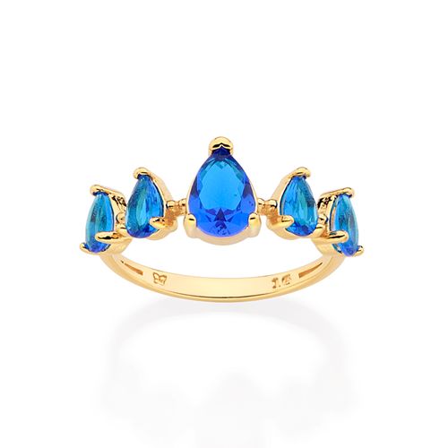 GOLD BLUE SEA SKINNY RING