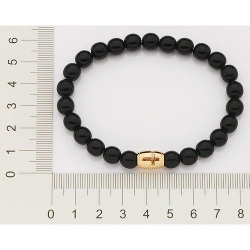 MEN’S GOLD CROSS BEADED BRACELET - 7CM (2.8IN)