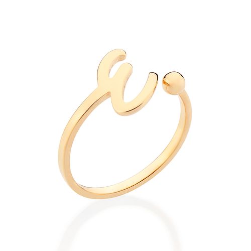 GOLD CURSIVE INITIAL RING-LETTER E