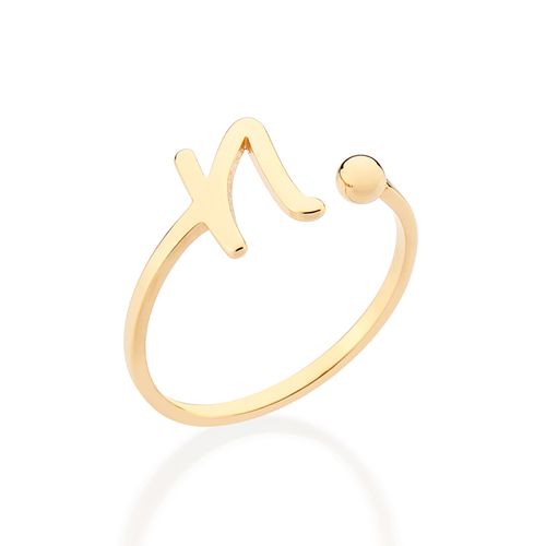 GOLD CURSIVE INITIAL RING-LETTER N