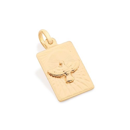 GOLD HOLY SPIRIT RECTANGLE MEDAL PENDANT