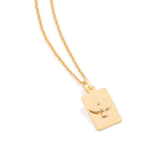 GOLD HOLY SPIRIT RECTANGLE MEDAL PENDANT