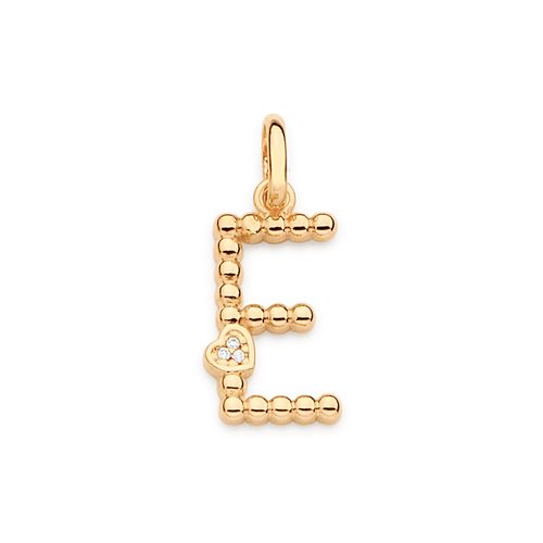 GOLD TEXTURED AND HEART LETTER PENDANT-LETTER E