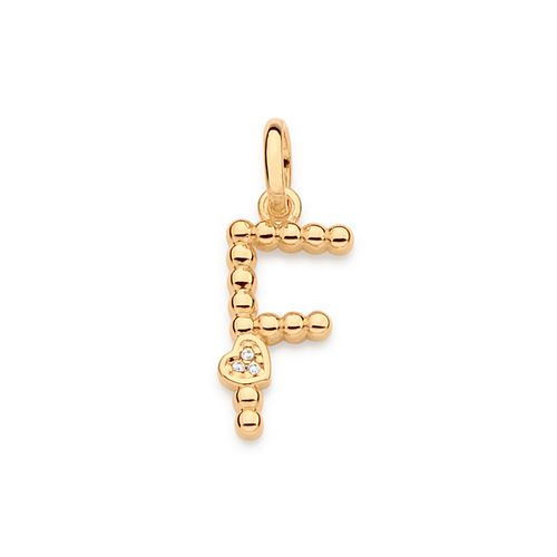 GOLD TEXTURED AND HEART LETTER PENDANT-LETTER F