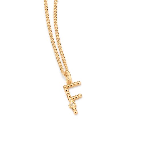 GOLD TEXTURED AND HEART LETTER PENDANT-LETTER F