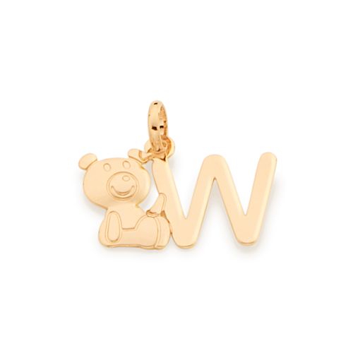 GOLD TEDDY BEAR LETTER PENDANT -LETTER W