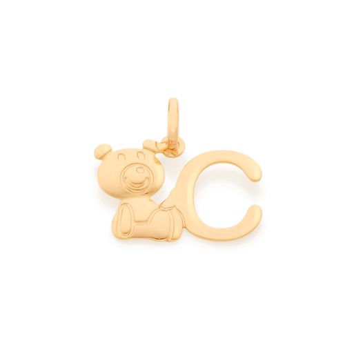 GOLD TEDDY BEAR LETTER PENDANT -LETTER C